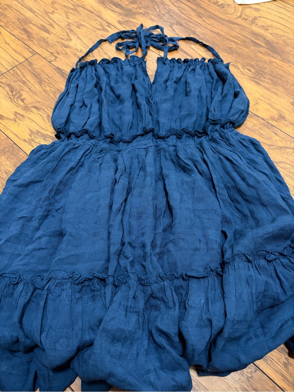 Lulu's Navy Halter Tiered Ruffle Dress